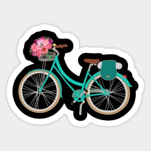 Turquoise bicycle and Peonies Sticker